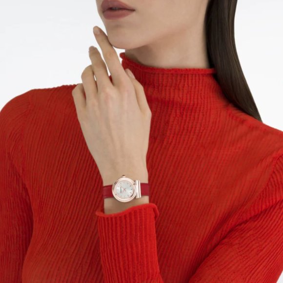 WOW! SALE! SALVATORE FERRAGAMO ROSEGOLD RED STRAP LADIES WATCH!